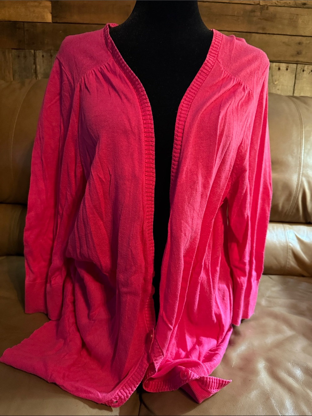 Lane Bryant Bright Hot Pink Open-Front Cardigan